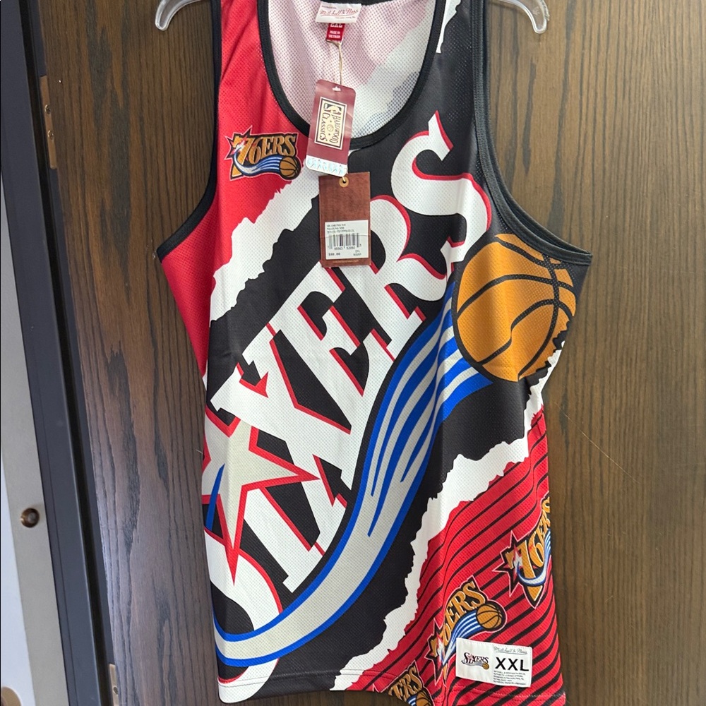Mitchell & Ness Sixers Red and Black Tank Top